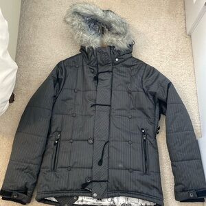 GRENADE Mens Snowboard Ski Jacket Black pinstripe Size M